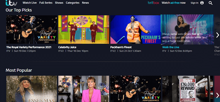 ITV-homepage