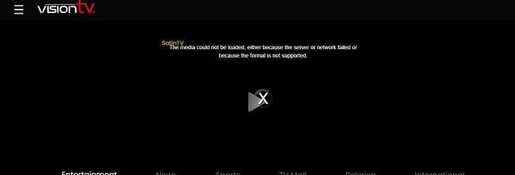Vision TV UK error message